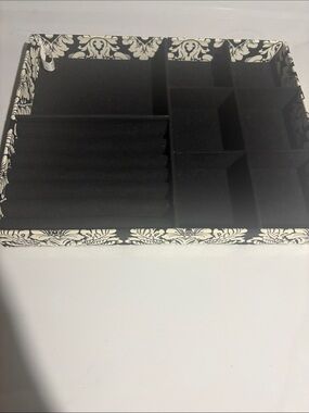 Source Unknown Black and White Damask Jewelry Organizer Tray